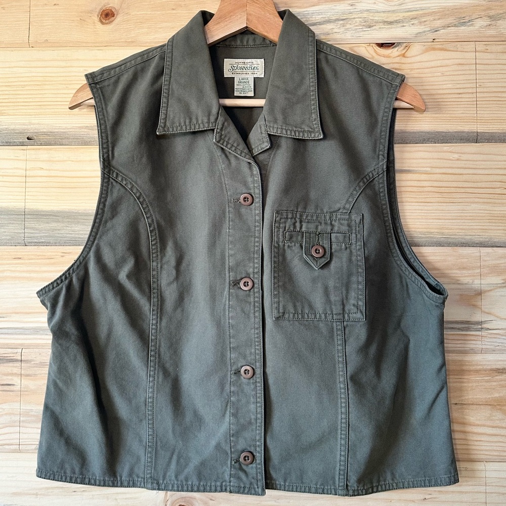 St. John's Bay Olive Button-Up Vest